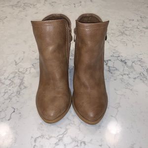 Brown Heeled Booties with Zippers